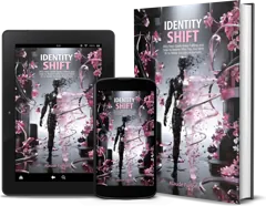 Identity Shift course materials shown as a paperback, tablet and phone
